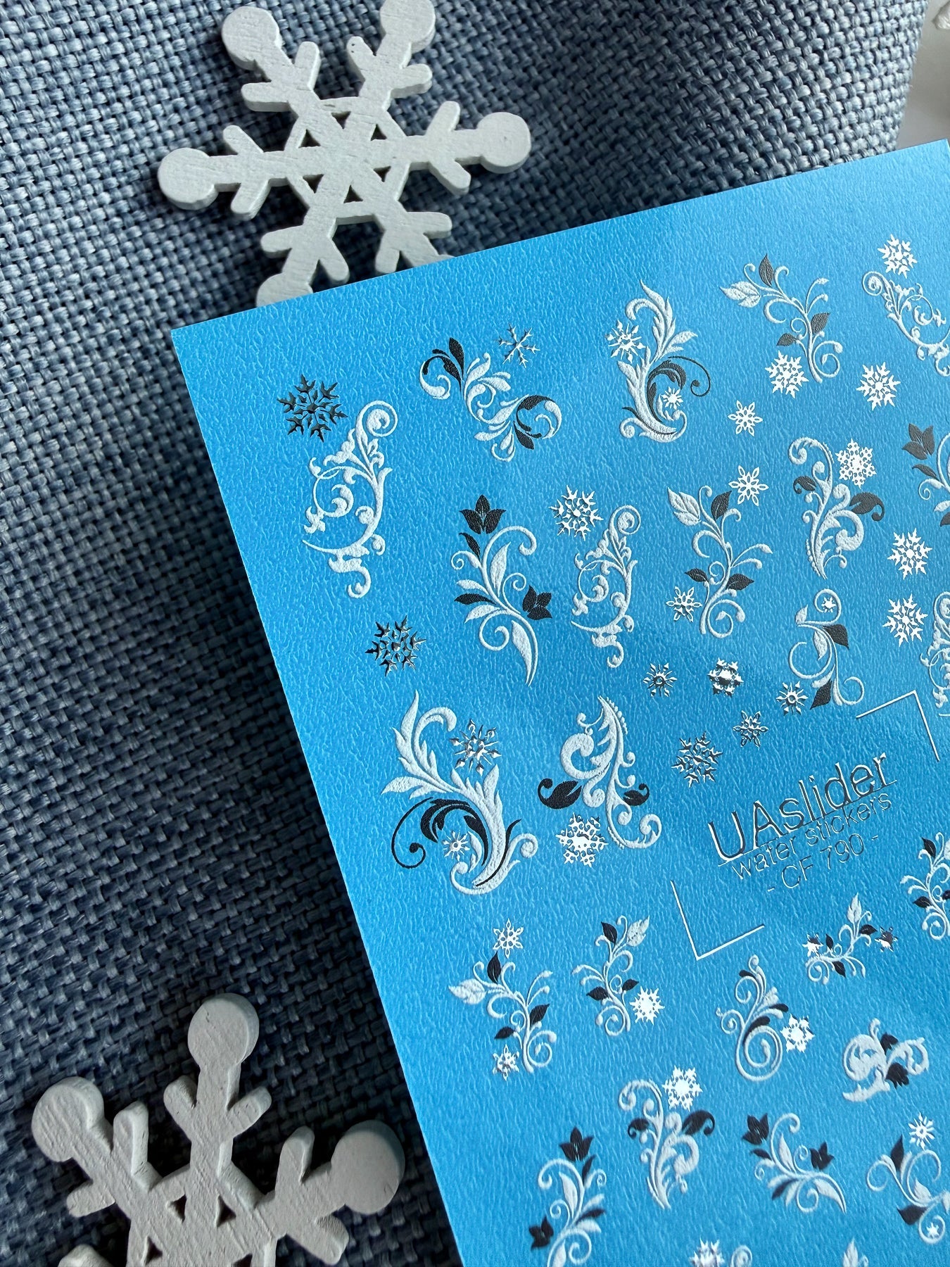 Floral Swirl & Snowflake Nail Decals — Silver Foil Winter | CF - 790 - UASLIDER