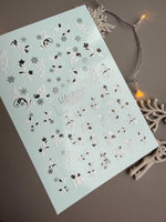 Floral Swirl & Snowflake Nail Decals — Silver Foil Winter | CF - 790 - UASLIDER