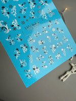 Floral Swirl & Snowflake Nail Decals — Silver Foil Winter | CF - 790 - UASLIDER