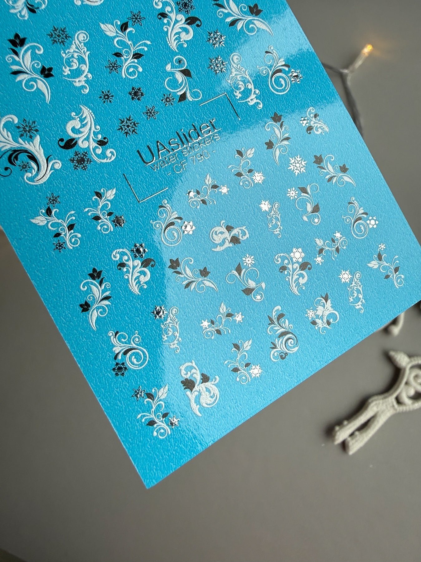 Floral Swirl & Snowflake Nail Decals — Silver Foil Winter | CF - 790 - UASLIDER