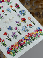 Flower Nail Decals — Colorful Tulips & Irises with Gold Foil | CF - 826 - UASLIDER