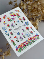 Flower Nail Decals — Colorful Tulips & Irises with Gold Foil | CF - 826 - UASLIDER