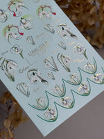 Flower Nail Decals — Snowdrops with Gold Foil & Spring Text | CF - 823 - UASLIDER