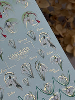 Flower Nail Decals — Snowdrops with Gold Foil & Spring Text | CF - 823 - UASLIDER