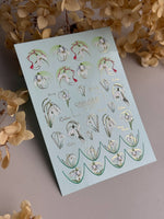 Flower Nail Decals — Snowdrops with Gold Foil & Spring Text | CF - 823 - UASLIDER