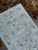 Flower Nail Decals — Snowdrops with Gold Foil & Spring Text | CF - 823 - UASLIDER