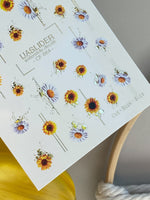 Flower Nail Decals — Sunflowers & Lavender Daisies with Gold Foil | CF - 864 - UASLIDER