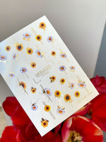 Flower Nail Decals — Sunflowers & Lavender Daisies with Gold Foil | CF - 864 - UASLIDER