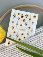 Flower Nail Decals — Sunflowers & Lavender Daisies with Gold Foil | CF - 864 - UASLIDER