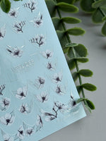French Tip Floral Nail Decals — White Flowers & Silver Foil | CF-841 - UASLIDER