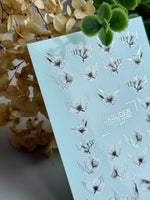 French Tip Floral Nail Decals — White Flowers & Silver Foil | CF-841 - UASLIDER