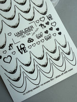 French Tip Nail Decals — Black Lace Tips with Love & Heart Accents | NC-164 - UASLIDER