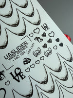 French Tip Nail Decals — Black Lace Tips with Love & Heart Accents | NC-164 - UASLIDER