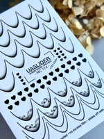 French Tip Nail Decals — Black Outline, Smoke & Heart Designs | NC-174 - UASLIDER