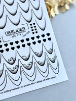 French Tip Nail Decals — Black Outline, Smoke & Heart Designs | NC-174 - UASLIDER