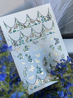 French Tip Nail Decals — Eucalyptus & Gold Foil Butterflies | CF - 614 - UASLIDER