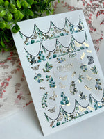 French Tip Nail Decals — Eucalyptus & Gold Foil Butterflies | CF - 614 - UASLIDER