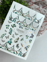 French Tip Nail Decals — Eucalyptus & Gold Foil Butterflies | CF - 614 - UASLIDER
