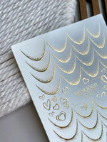 French Tip Nail Decals — Gold Foil Scales & Heart Outlines | Fg-329 - UASLIDER