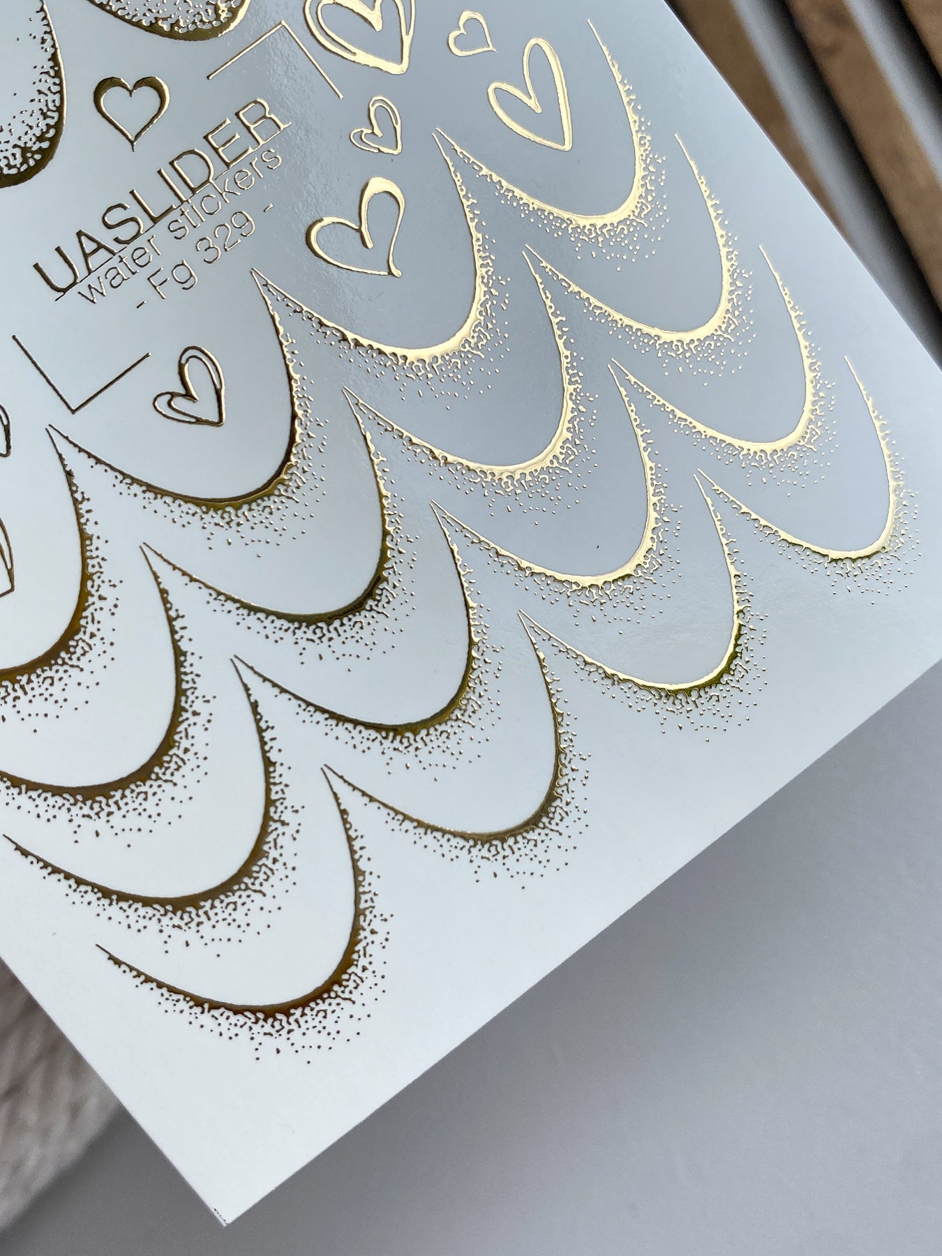French Tip Nail Decals — Gold Foil Scales & Heart Outlines | Fg-329 - UASLIDER