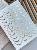 French Tip Nail Decals — Gold Foil Scales & Heart Outlines | Fg-329 - UASLIDER