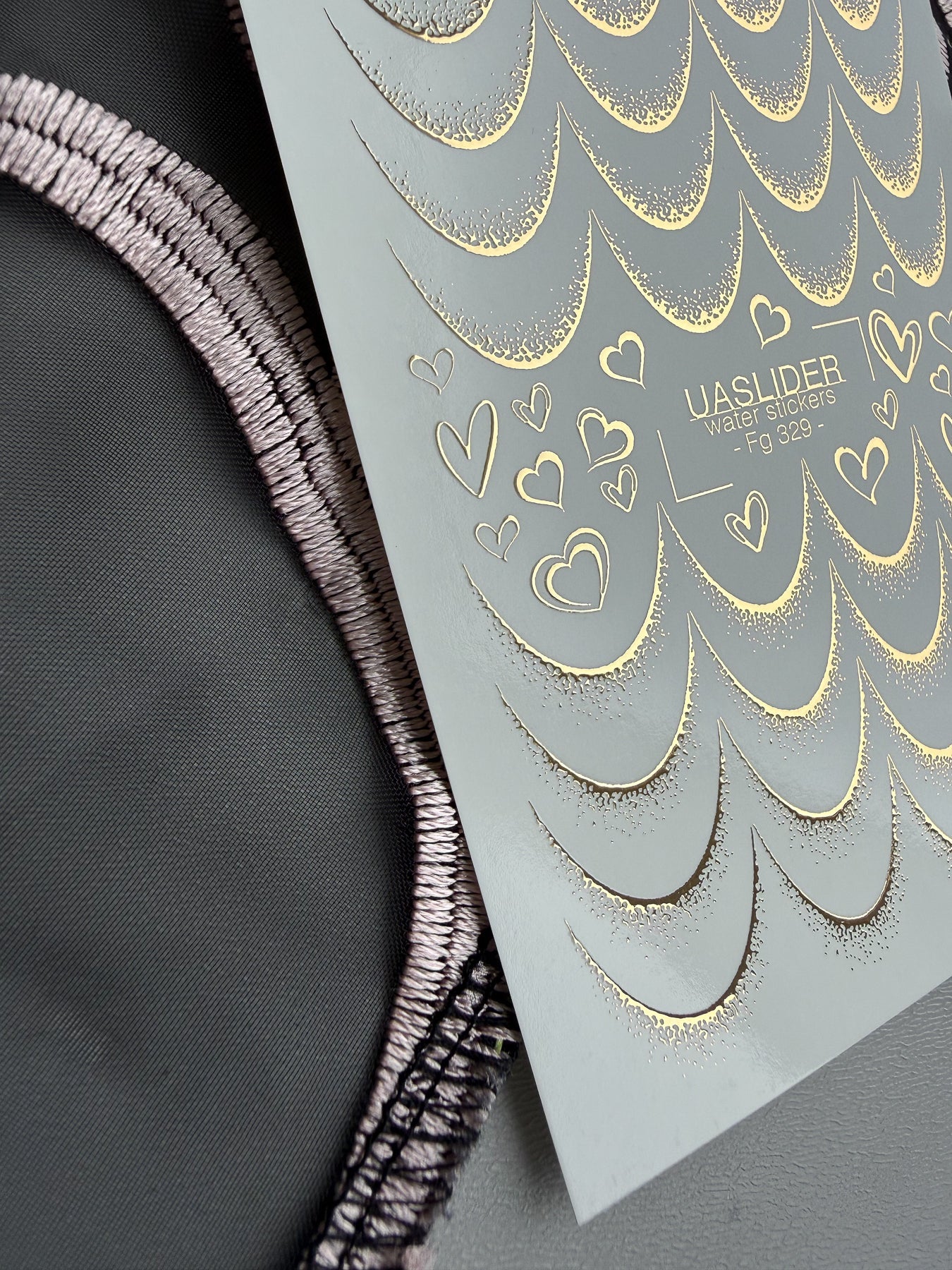 French Tip Nail Decals — Gold Foil Scales & Heart Outlines | Fg-329 - UASLIDER