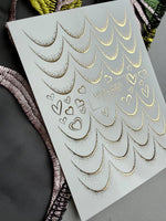 French Tip Nail Decals — Gold Foil Scales & Heart Outlines | Fg-329 - UASLIDER