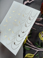 French Tip Nail Decals — Gold Foil Smile Line with Leaves | Fg - 275 - UASLIDER