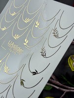 French Tip Nail Decals — Gold Foil Smile Line with Leaves | Fg - 275 - UASLIDER