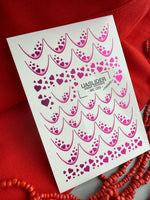 French Tip Nail Decals — Metallic Hot Pink Heart Fill French | MC-035 - UASLIDER