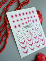 French Tip Nail Decals — Metallic Pink Aura Hearts French | MC-030 - UASLIDER