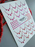 French Tip Nail Decals — Metallic Pink Red Heart Dot French | MC-031 - UASLIDER