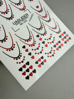French Tip Nail Decals — Metallic Red Black Heart French | MC-025 - UASLIDER