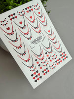 French Tip Nail Decals — Metallic Red Black Heart French | MC-025 - UASLIDER