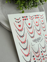 French Tip Nail Decals — Metallic Red Black Heart French | MC-025 - UASLIDER