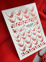 French Tip Nail Decals — Metallic Red Heart Fill French | MC-036 - UASLIDER