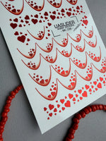 French Tip Nail Decals — Metallic Red Heart Fill French | MC-036 - UASLIDER