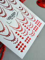 French Tip Nail Decals — Metallic Red Heart French All Red | MC-032 - UASLIDER