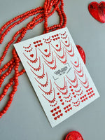 French Tip Nail Decals — Metallic Red Heart French All Red | MC-032 - UASLIDER