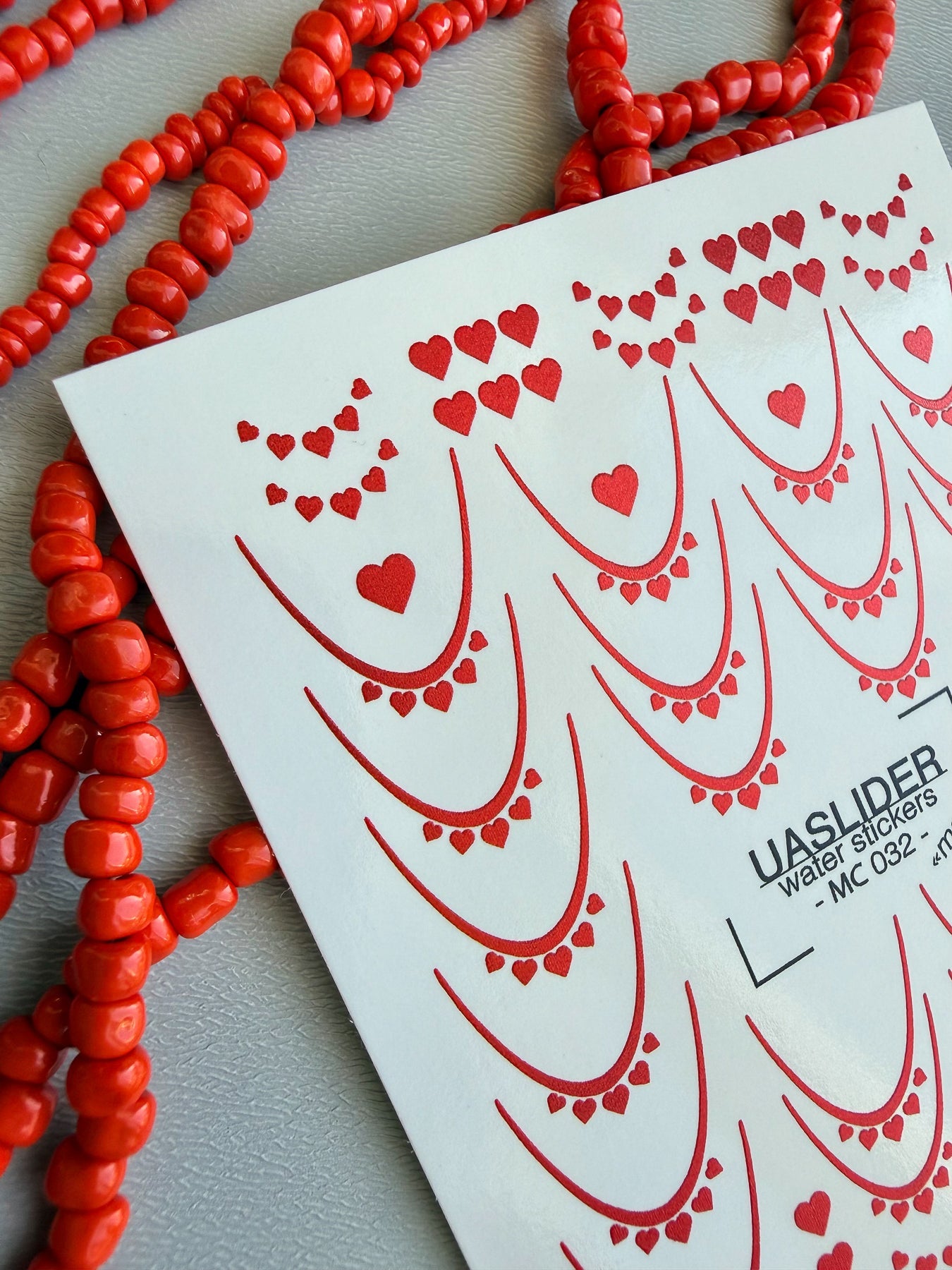 French Tip Nail Decals — Metallic Red Heart French All Red | MC-032 - UASLIDER