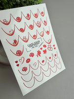 French Tip Nail Decals — Metallic Red Roses Hearts & Lips | MC-020 - UASLIDER