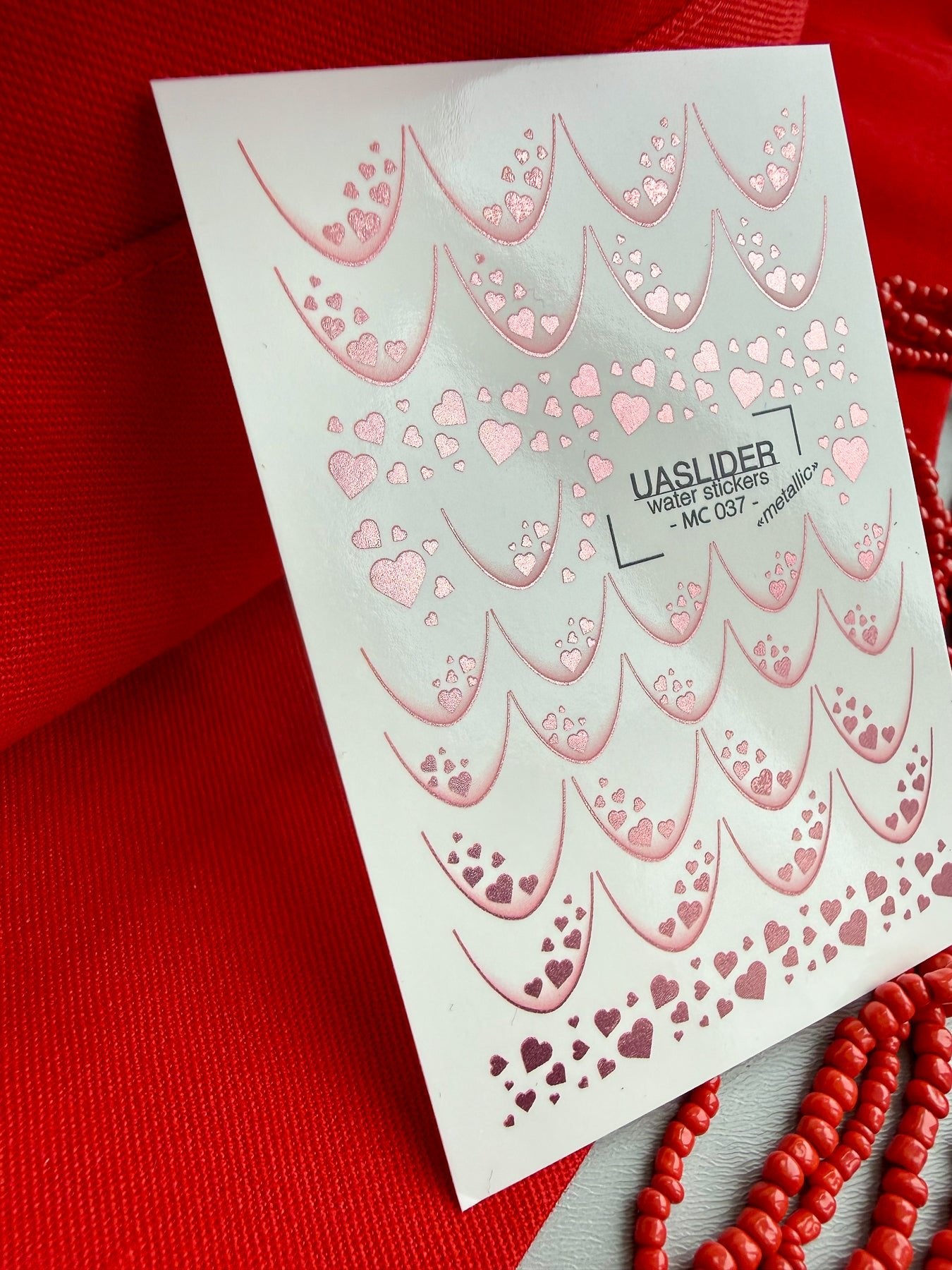 French Tip Nail Decals — Metallic Rose Gold Heart Fill French | MC-037 - UASLIDER