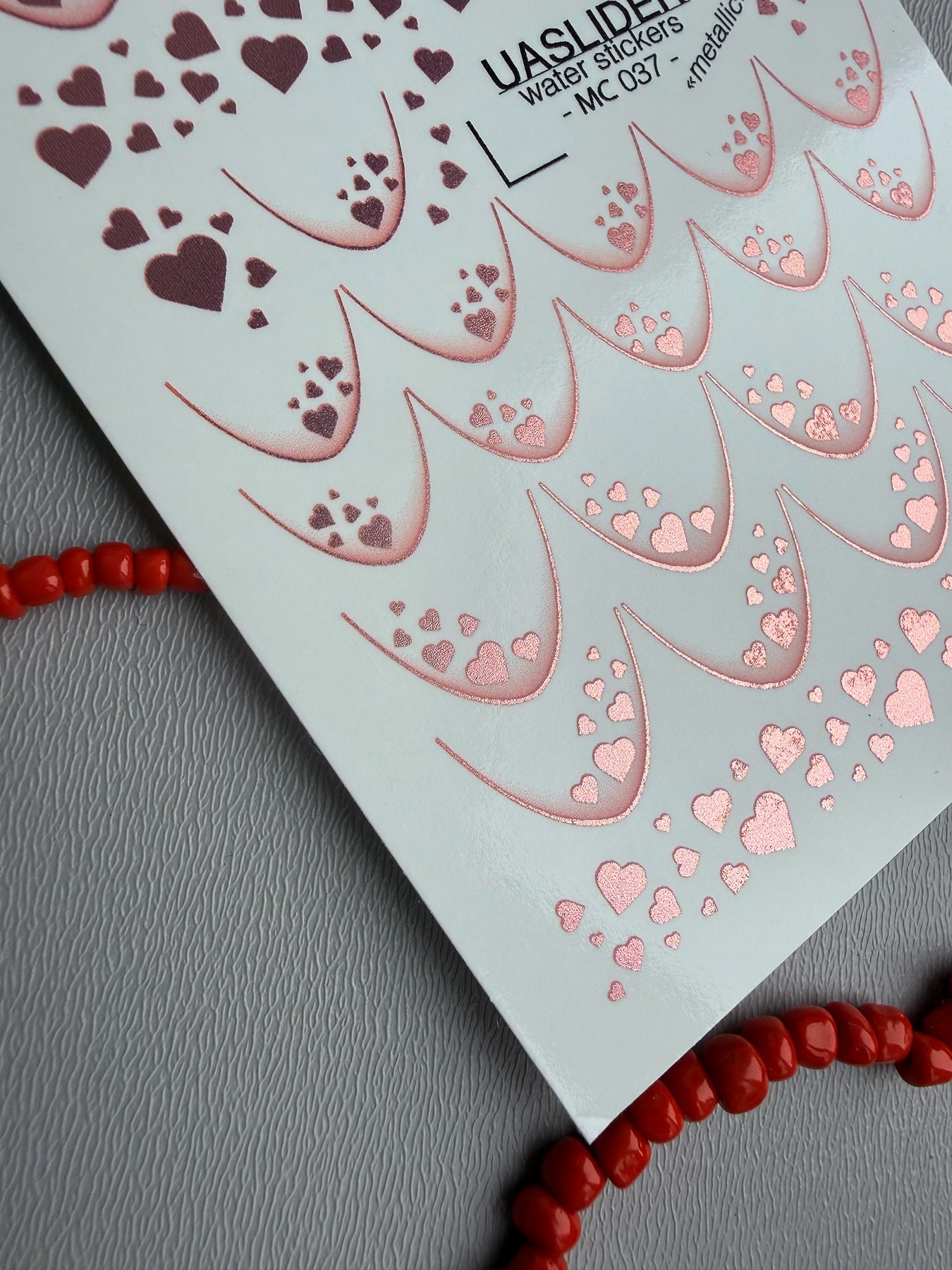 French Tip Nail Decals — Metallic Rose Gold Heart Fill French | MC-037 - UASLIDER