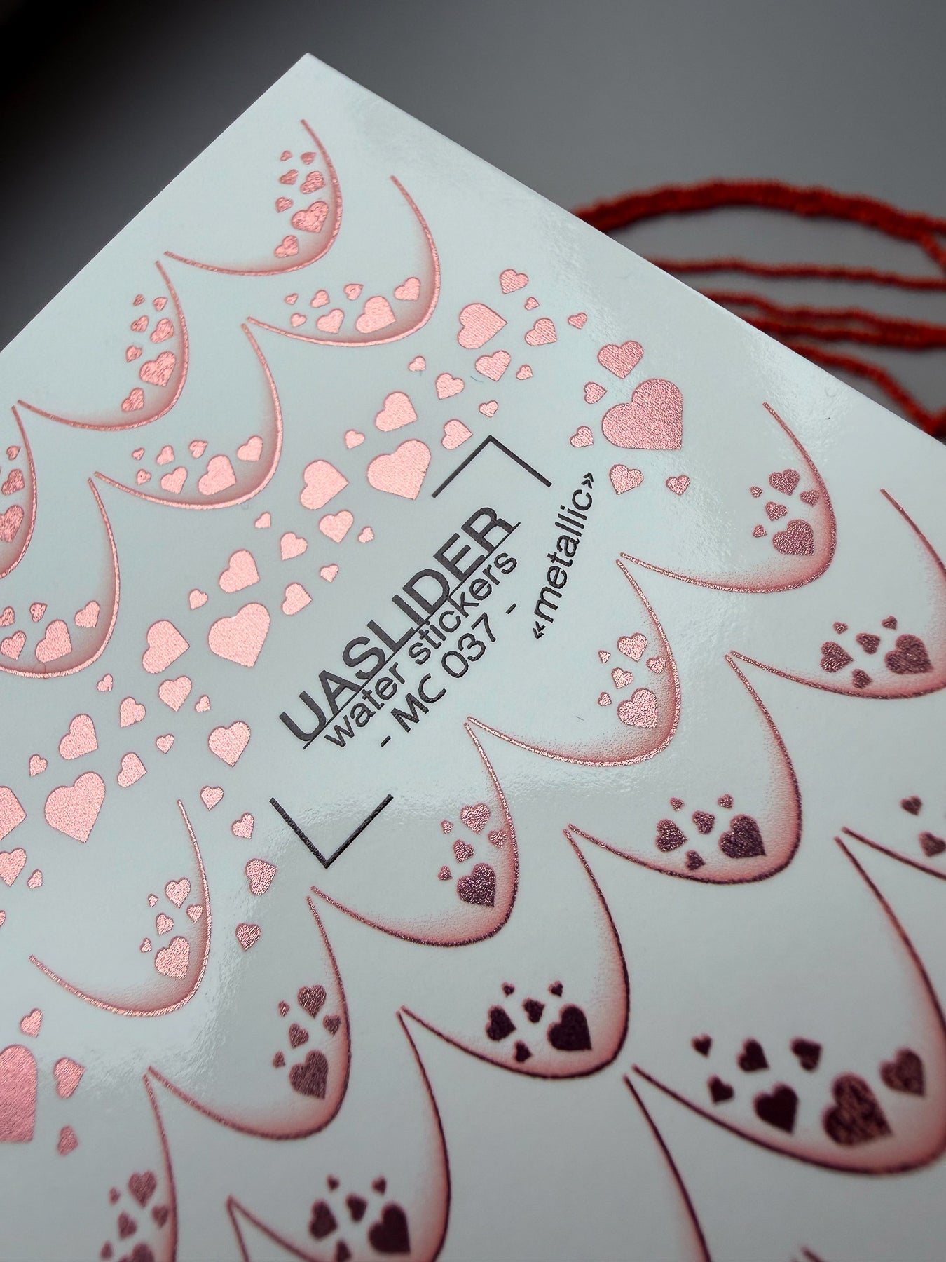 French Tip Nail Decals — Metallic Rose Gold Heart Fill French | MC-037 - UASLIDER