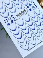 French Tip Nail Decals — Navy Blue Ombre Tips & Rose Accents | NC-175 - UASLIDER
