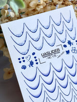 French Tip Nail Decals — Navy Blue Ombre Tips & Rose Accents | NC-175 - UASLIDER