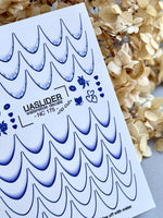 French Tip Nail Decals — Navy Blue Ombre Tips & Rose Accents | NC-175 - UASLIDER
