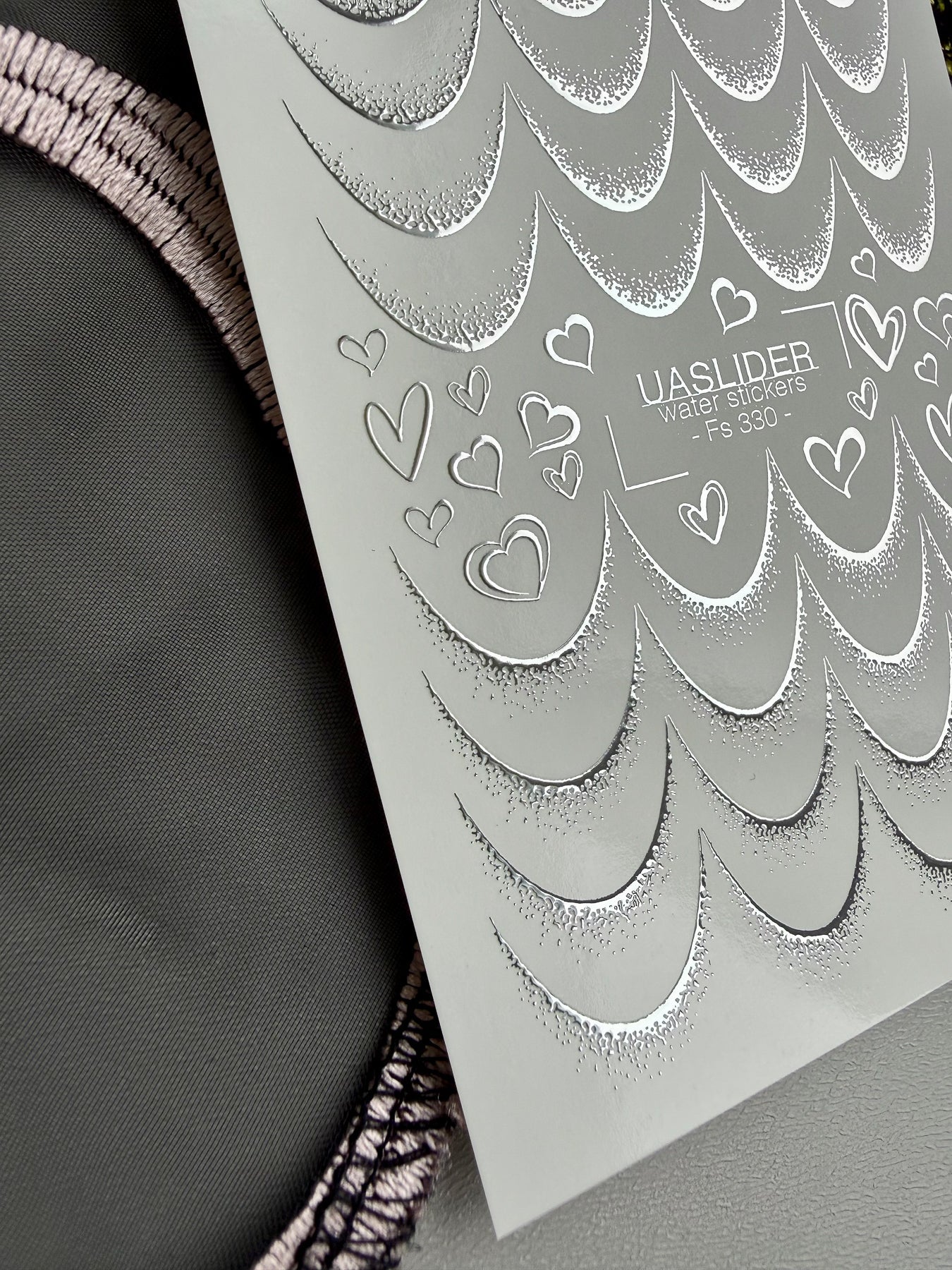 French Tip Nail Decals — Silver Foil Scales & Heart Outlines | Fs-330 - UASLIDER