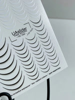 French Tip Nail Decals — White Filled & Black Outline Curved Tips | NC-092 - UASLIDER