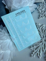 French Tip Nail Decals — White Ombre & Silver Foil Snow Dots | CF - 768 - UASLIDER